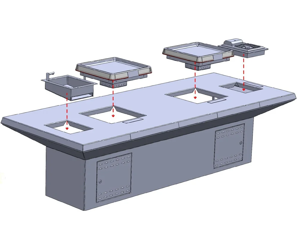 Wok burner, hotplate and sink
