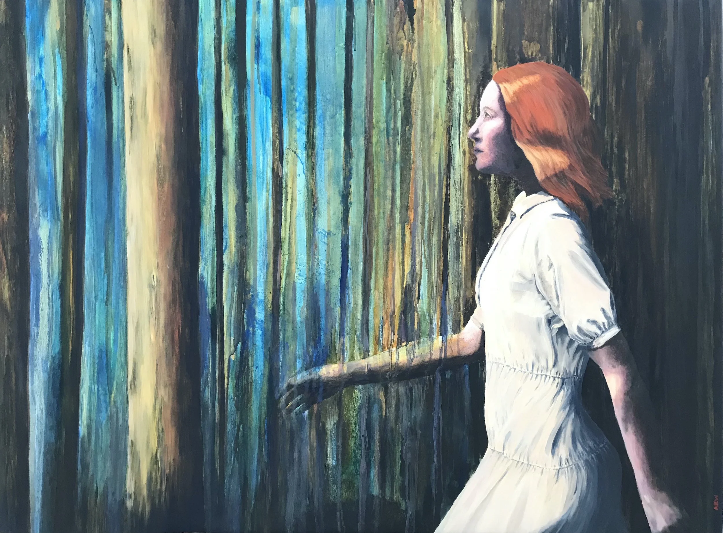 Woman in Forest (2021 ). oil on canvas , 90 x 125cm 