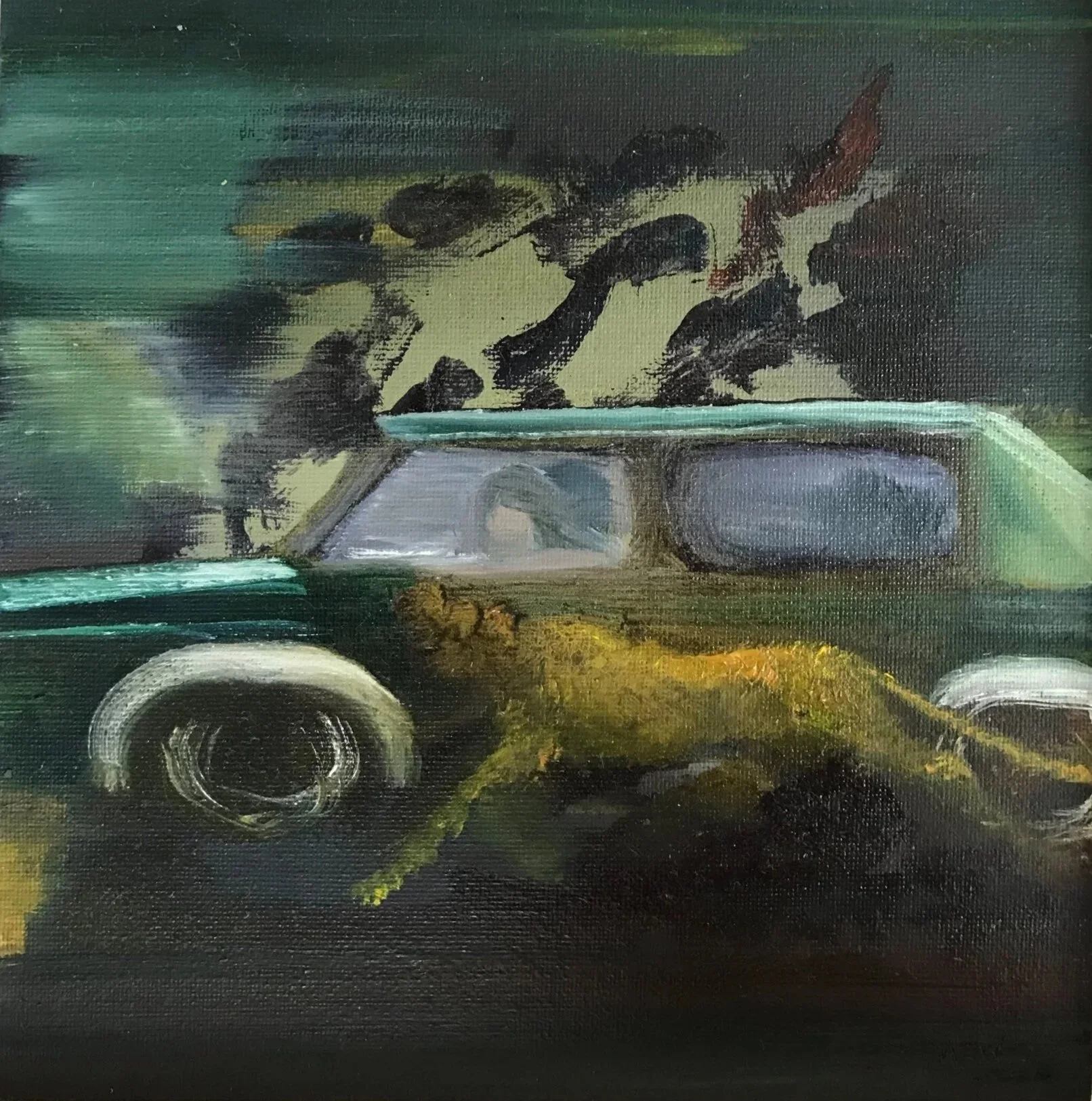 Anna Weston, Cheetah Dream (2020). oil on canvas, 20 x 20cm