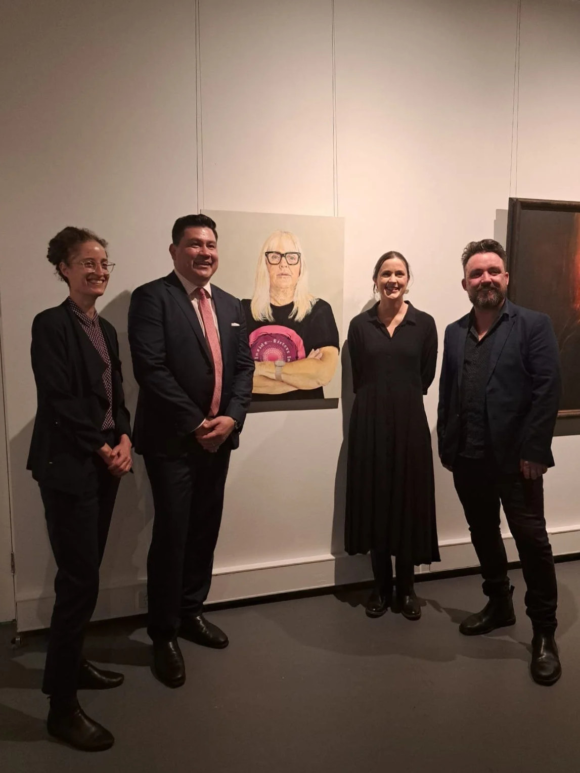 Behlau Murakami Grant Portrait Prize with (L R) Professor Beck Davis (Head of School), Ron Belau, Anna Weston and Simon Degroot.