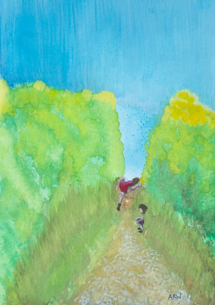 Anna Weston, Jump a Gate (2019). watercolour on paper, 15 x 20cm