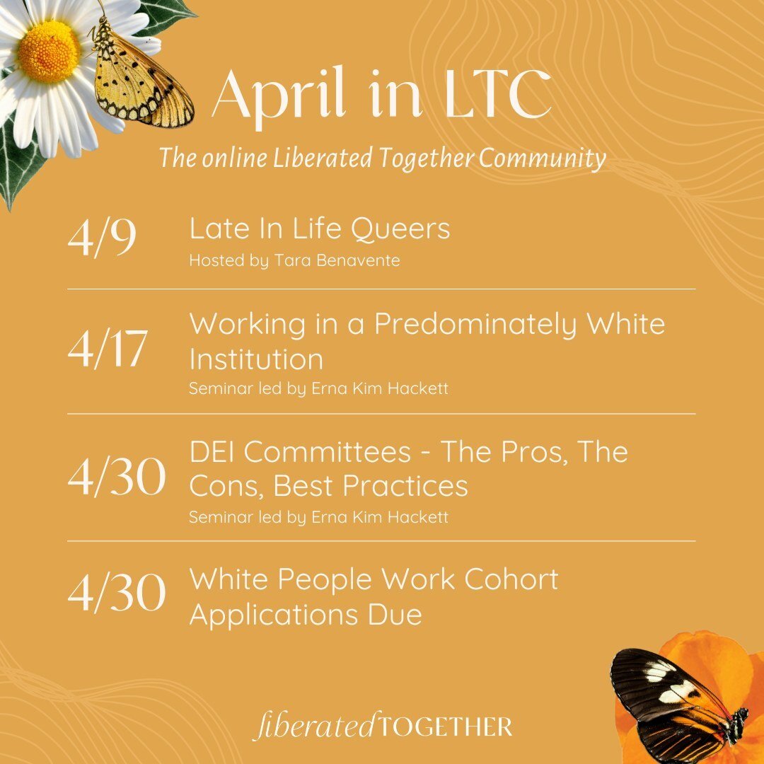 This month in Liberated Together! 
You can join our closed online community through the link in the bio. And you can get all the information that you need about cohorts at www.liberatedtogether.com! We're launching our first ever cohort for white fol