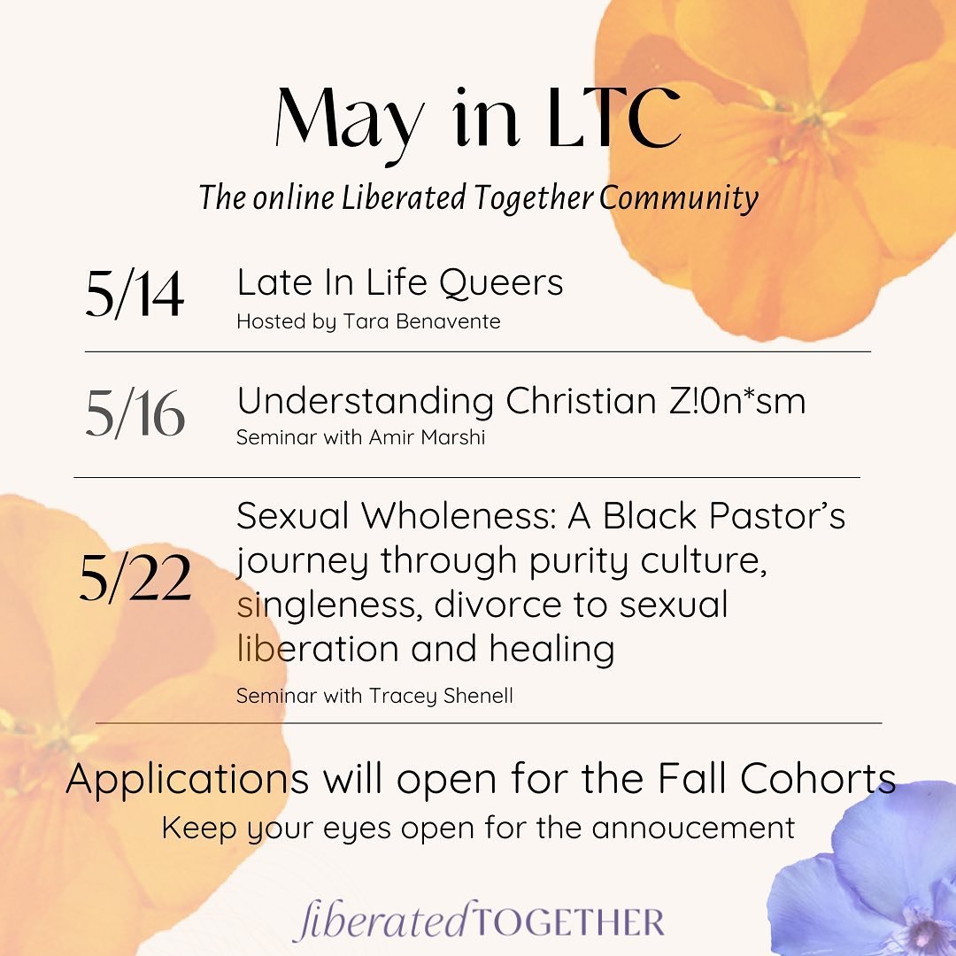 This will be our last regular month before we switch to summer vibes! Late in Life Queers will pause regular gatherings until the fall after this meeting. 

I&rsquo;m very excited to welcome Rev. Tracey for a conversations that will cover so many imp