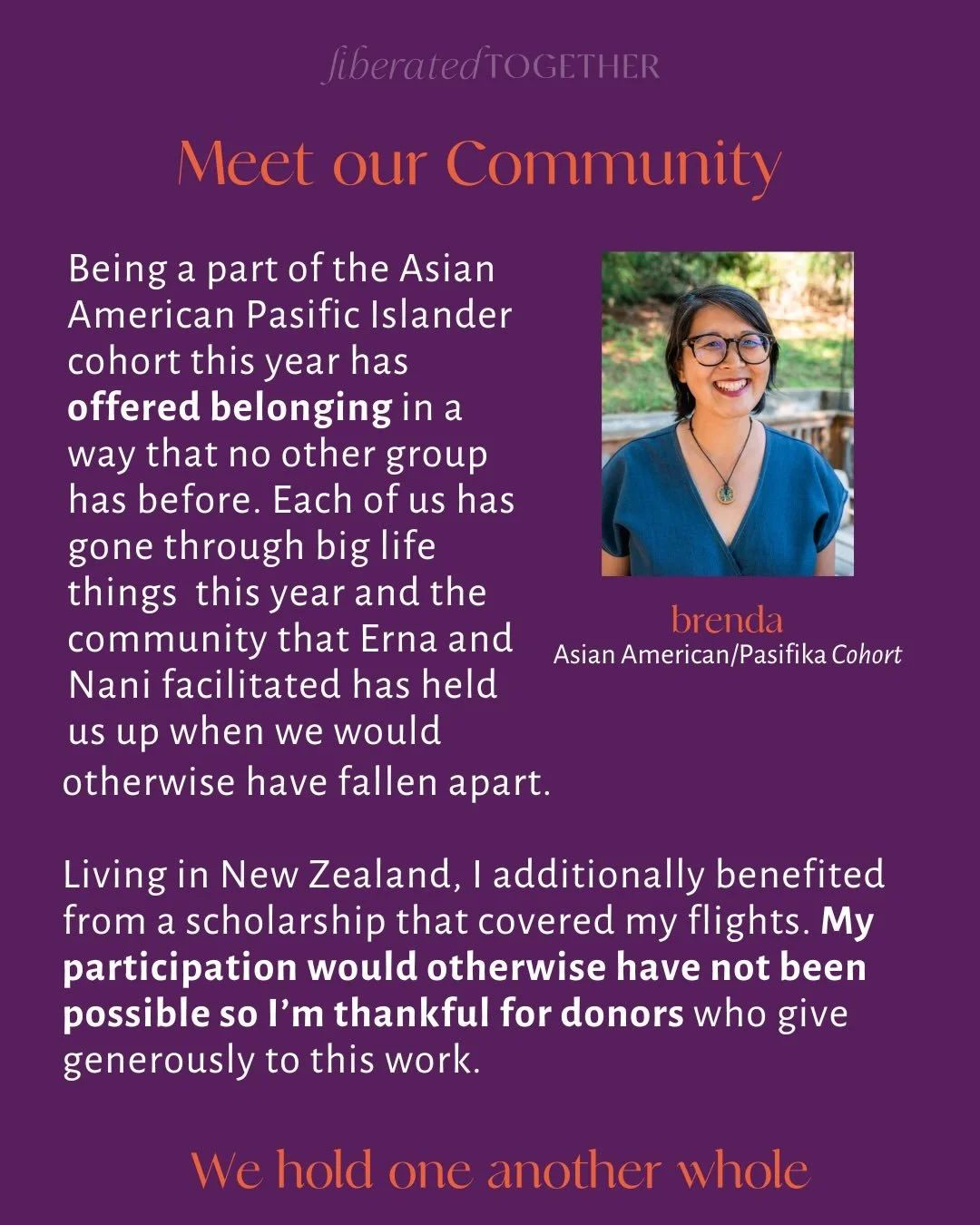 LIBERATED TOGETHER CREATES SACRED SPACES FOR WOMEN OF COLOR, QUEER WOC, TRANS, AND NON-BINARY FOLKS WHO HAVE BEEN SHAPED BY CHRISTIANITY &mdash; WHETHER THEY&rsquo;RE HOLDING ONTO IT, HEALING FROM IT, OR REIMAGINING IT ALTOGETHER.

It takes money to 