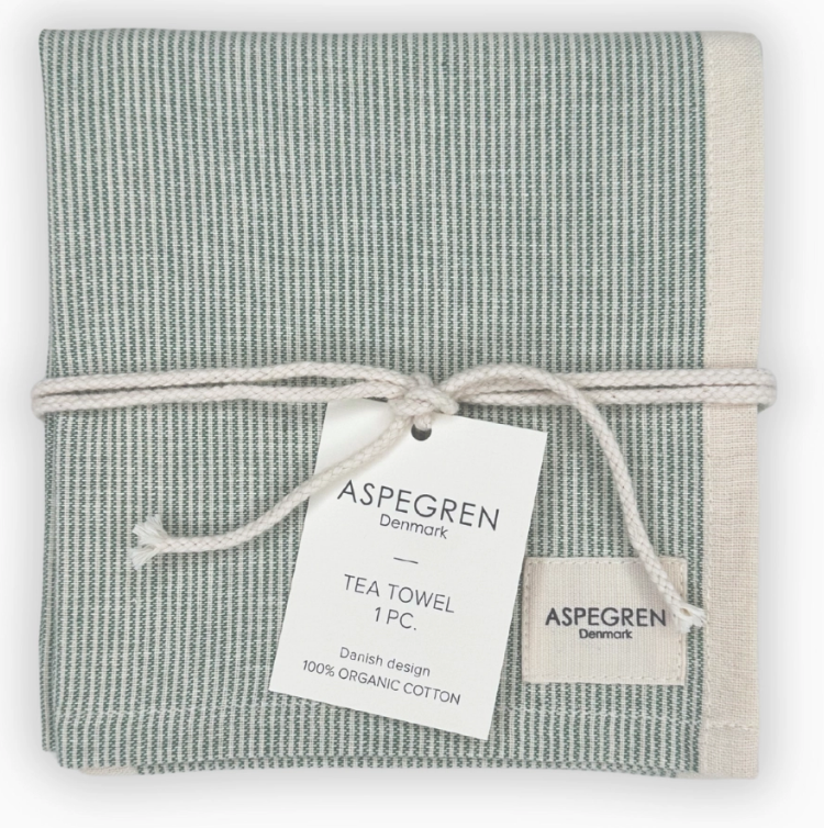 Aspegren Denmark Tea Towel - Organic Cotton - Pinstripe - Spinach