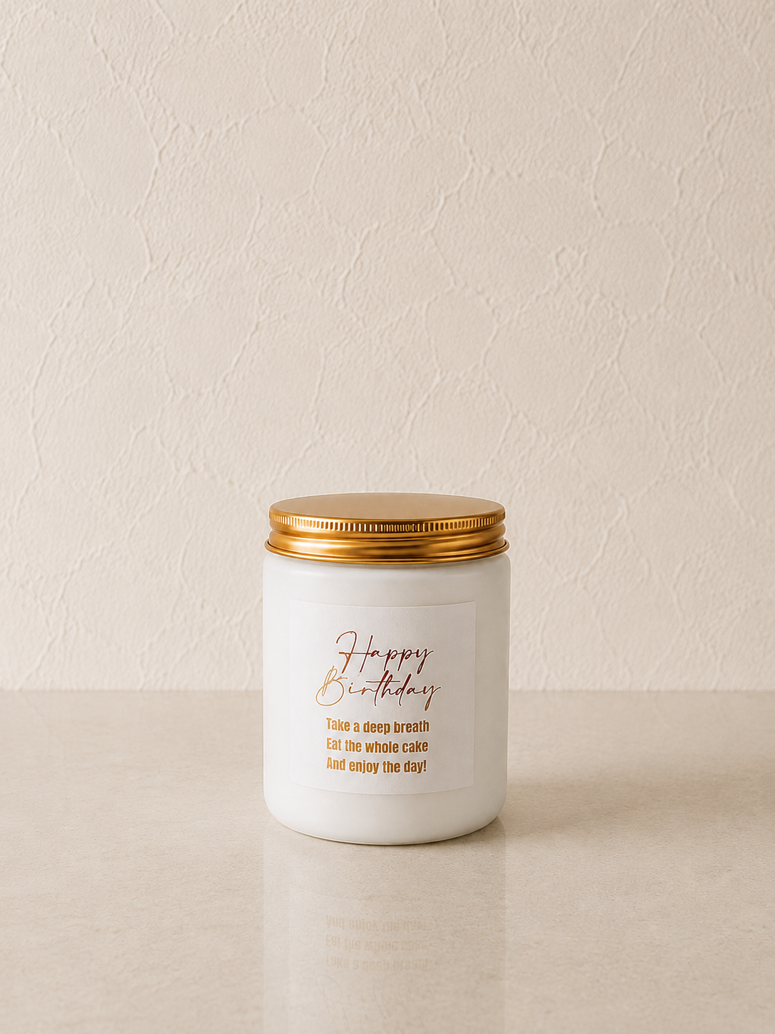 Happy Birthday, White Candle Jar with screw top lid, 200g