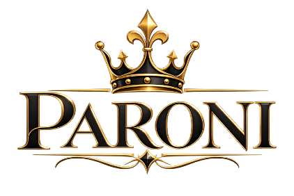 Logo, jossa teksti 'PARONI' ja kruunu aihe oikeassa yläkulmassa.