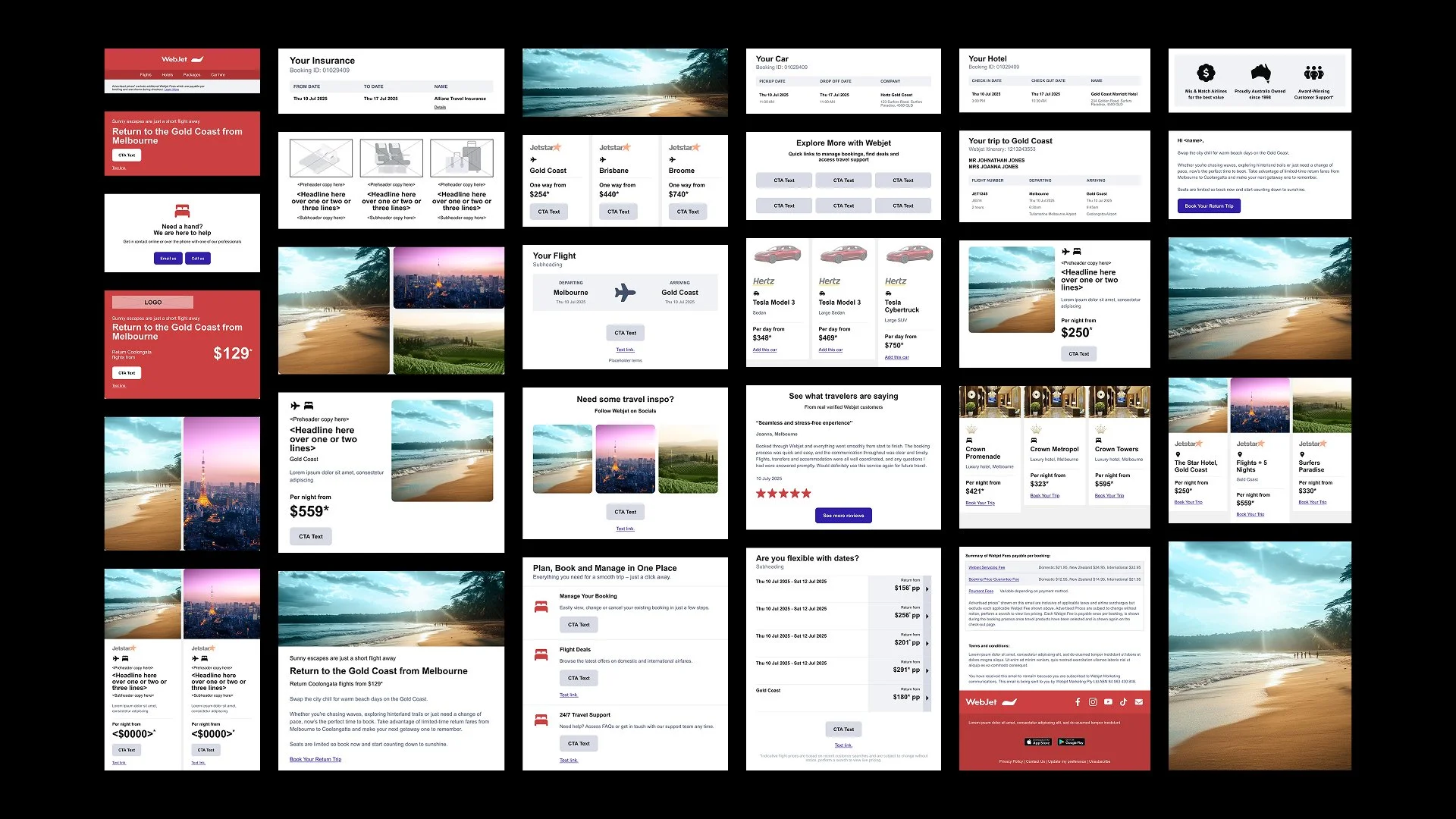 Webjet complete email examples built from the module library