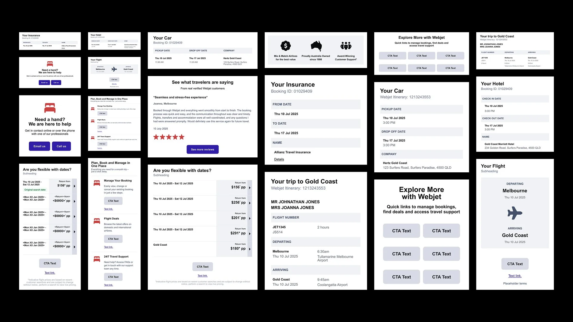 Webjet module library covering bookings, itineraries and support content