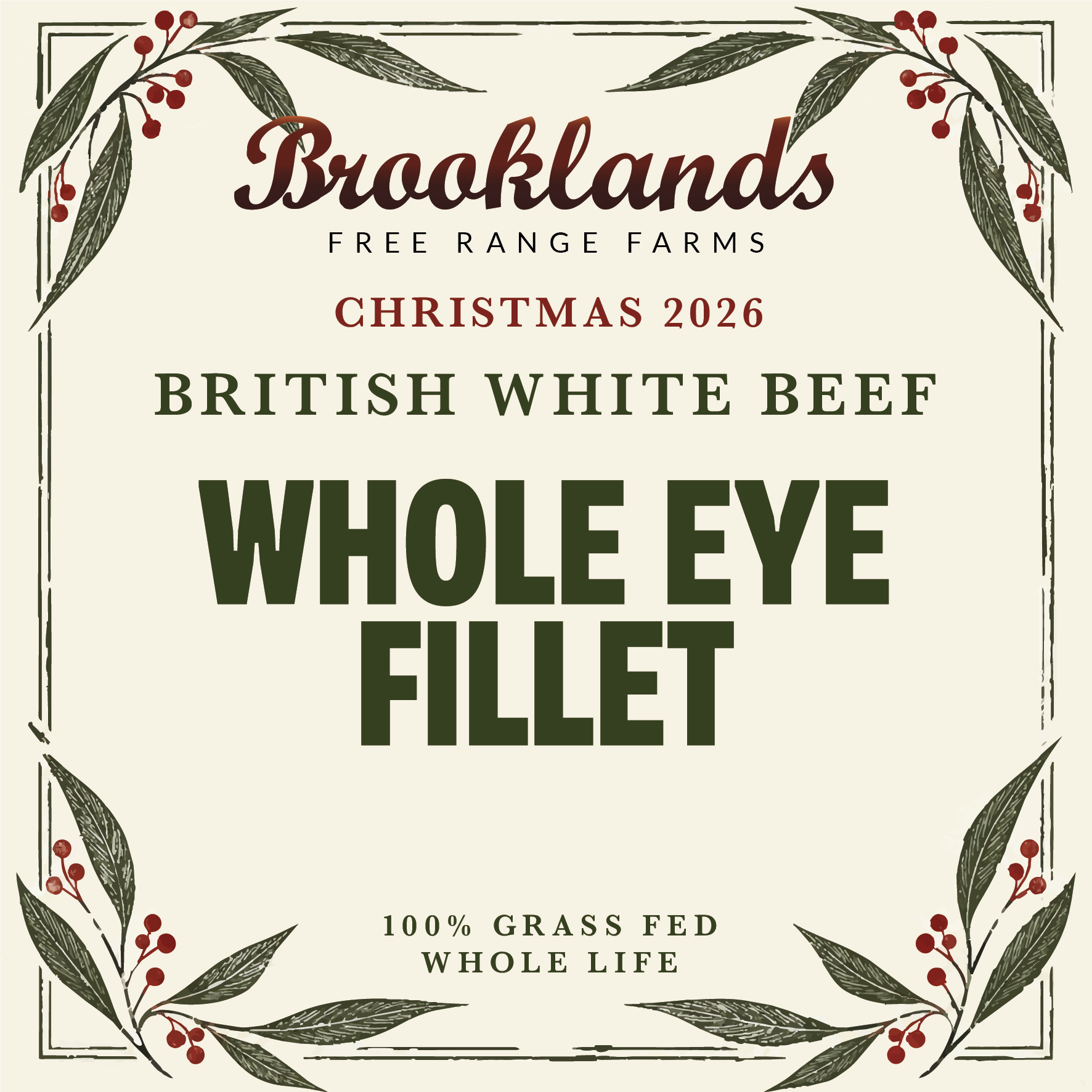 British White 100% Grass-Fed Beef Whole Eye Fillet