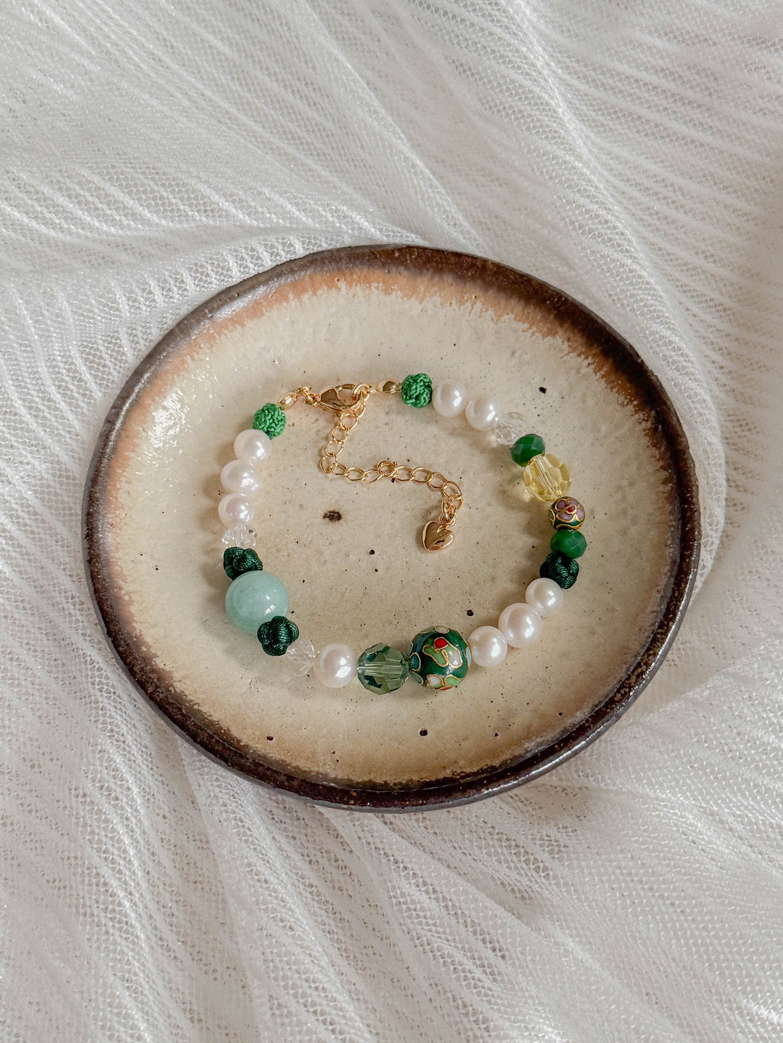 Green Chinese button knot bracelet