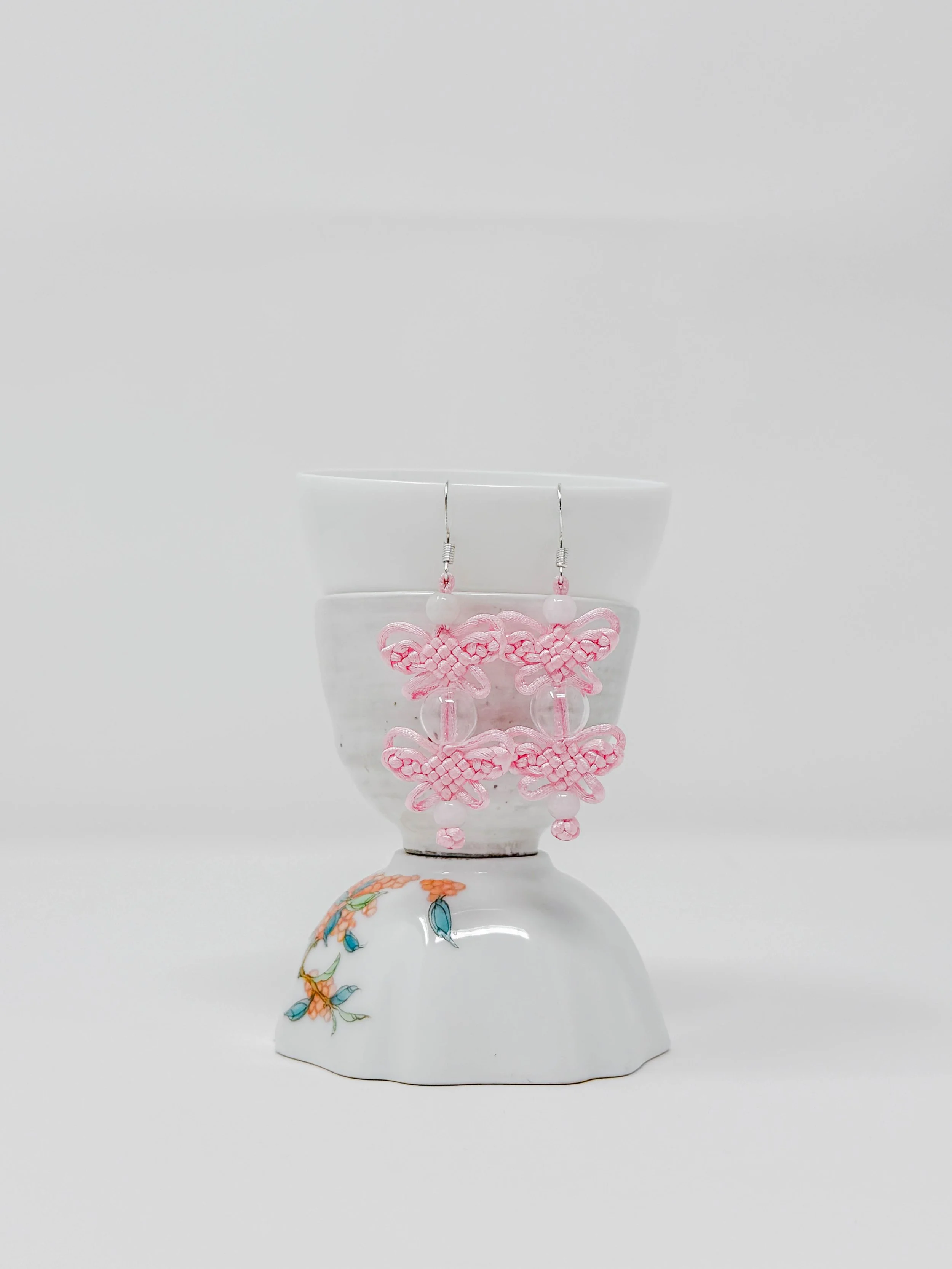 蝴蝶 Double Butterfly earrings · Pink