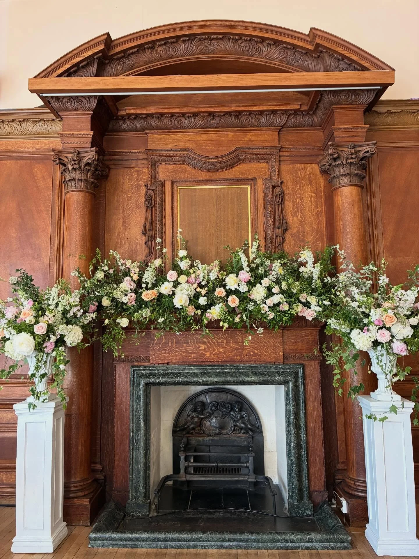For Tom &amp; Vicky who tied a knot at beautiful @grovehouseweddings last Saturday.
They opted for a timeless and romantic design in white, pale pink and peach. Really glad most of the flowers were taken by the guests at the end of the day. Congratul