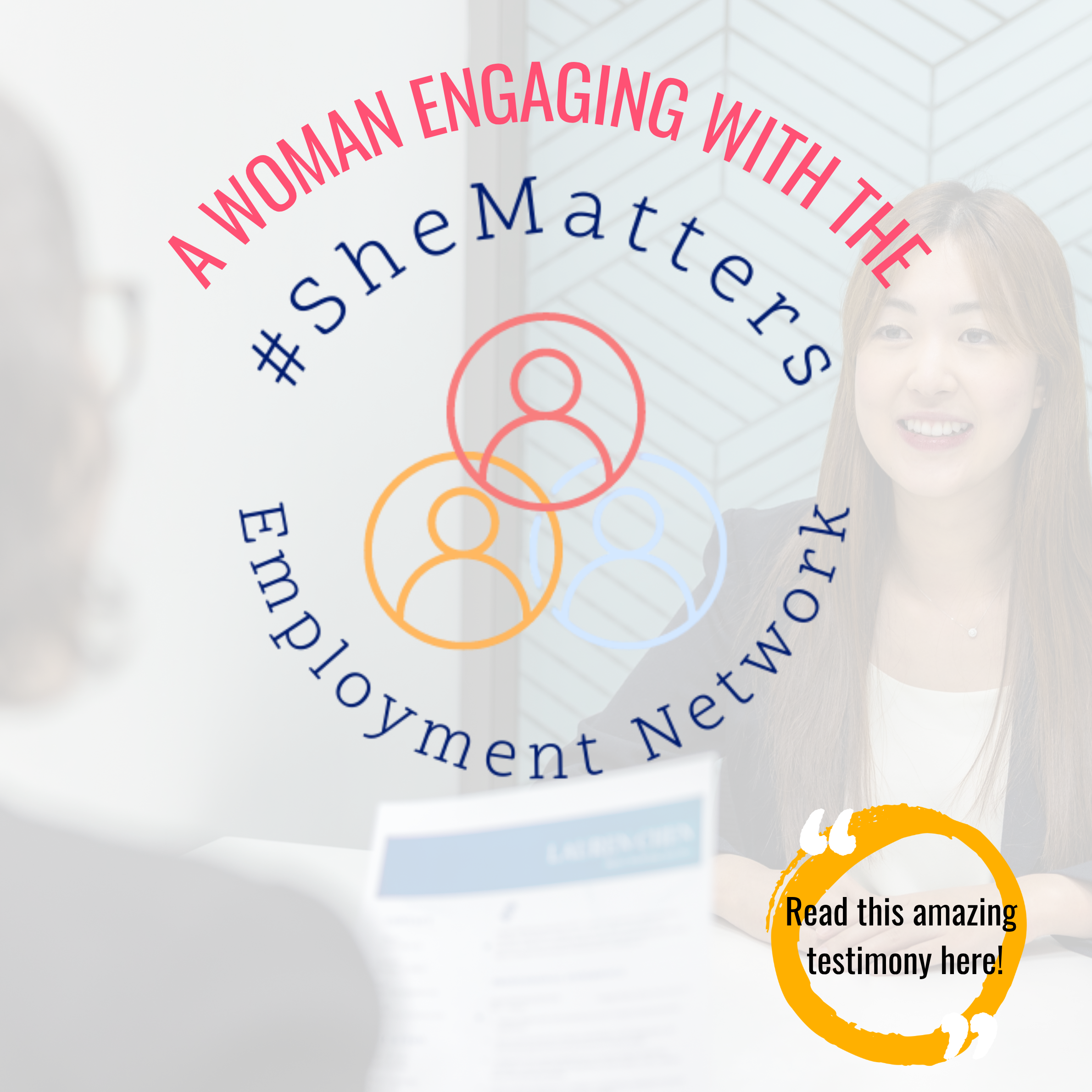 A woman engaging with the #SheMatters Employment Network
