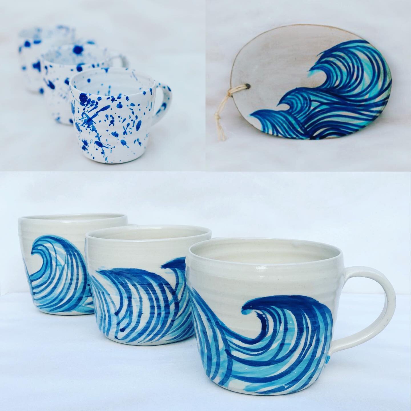 🌊🌊🌊Wave and Splash mugs new Batch.. 🤍💚💙🤍💚💙🌊🌊🌊 now available direct from this page ! Just tap in product to view on my website 🤓#ceramicmug #lovemymug#loveceramic#splashmug#wavemug#loveceramic#tableware#artisan#pottery#clay#handmade#potte