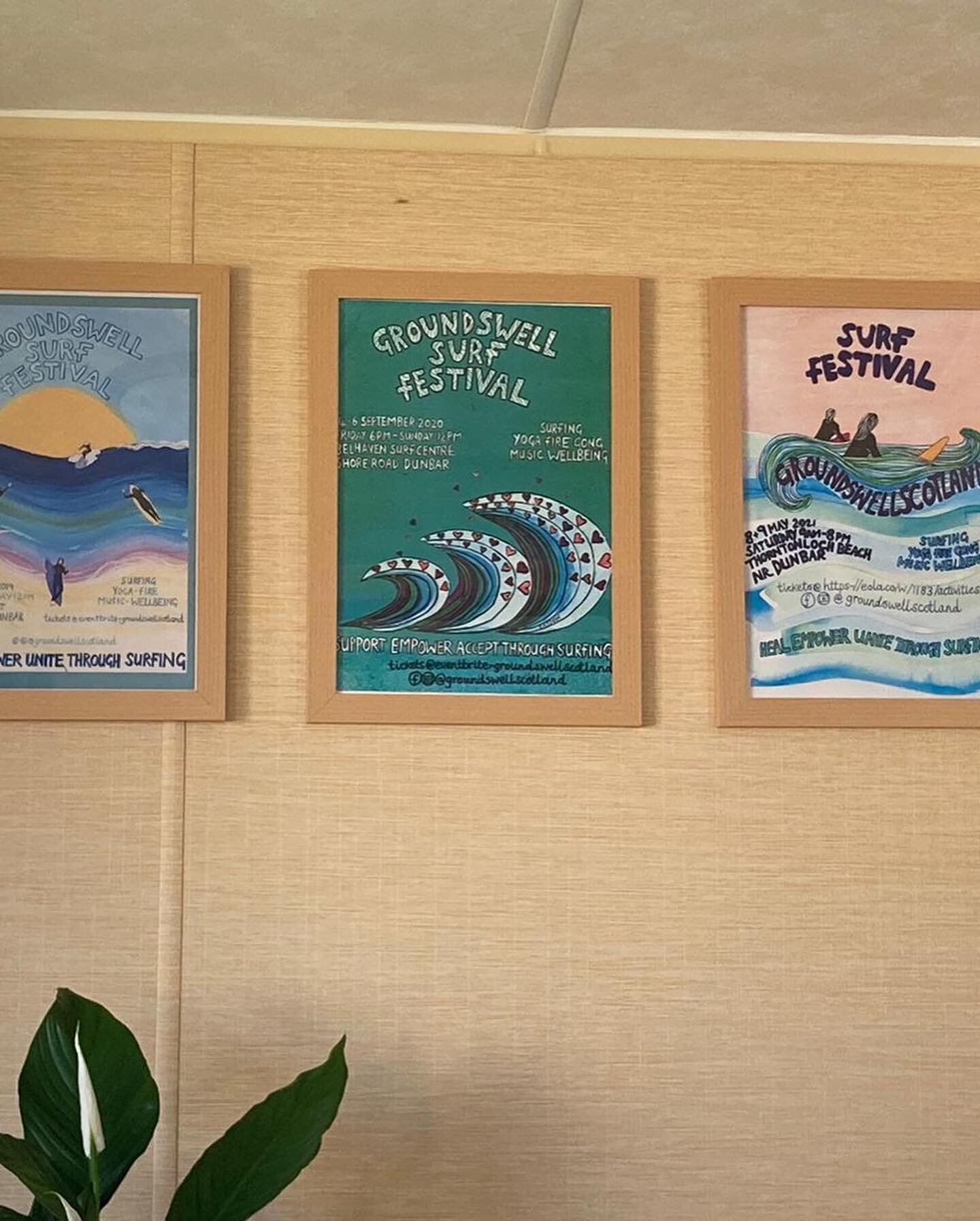 My 3 Groundswell Scotland Surf posters are now up in our new Groundswellscotland Base💙🌊💕oh yes and new merchandise coming soon . I&rsquo;ve Been designing some new sweatshirts . Will post very soon 😁😁🌊💕#creativedesigner#branddesign #groundswel