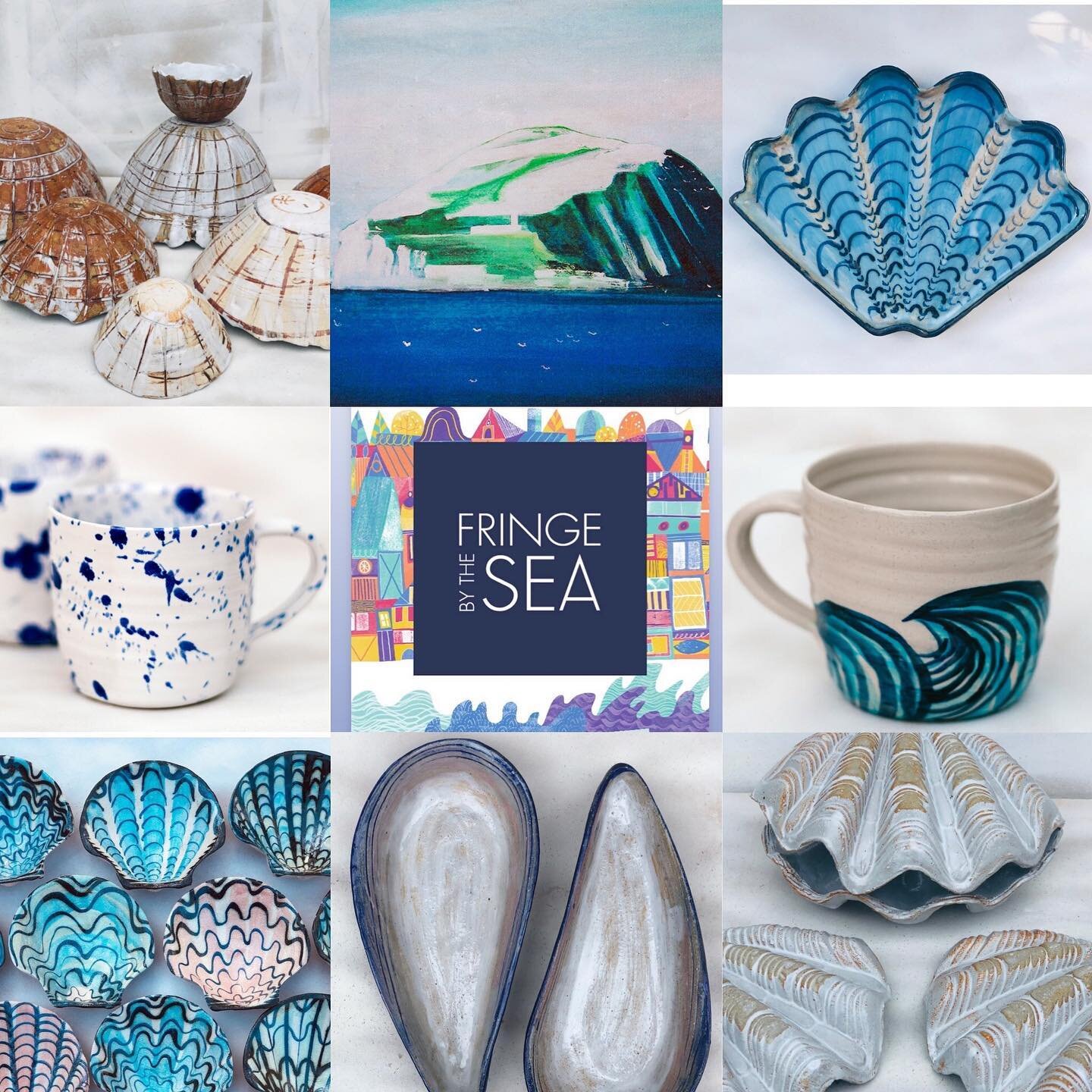 Hi 👋 there I&rsquo;ve been busy in my studio making lots of mugs , ceramic shells , bowls and wall plates to sell at the @villagegreenhome stall , part of the makers market  @fringebythesea , North Berwick 9-15 August .. you&rsquo;ll find us down at