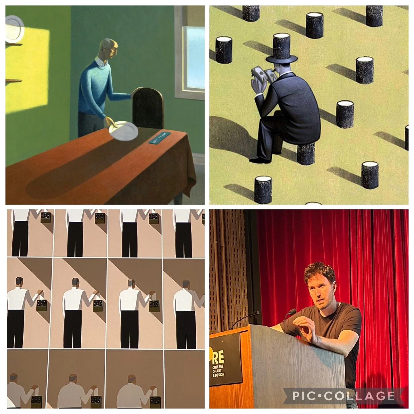 In the airport, ready to fly home. Yesterday was a great way to wrap up our week in Philly. Starting with a very insightful lecture by the great conceptual illustrator Jon Krause. His art is so smart and so beautifully designed. Great lessons for our