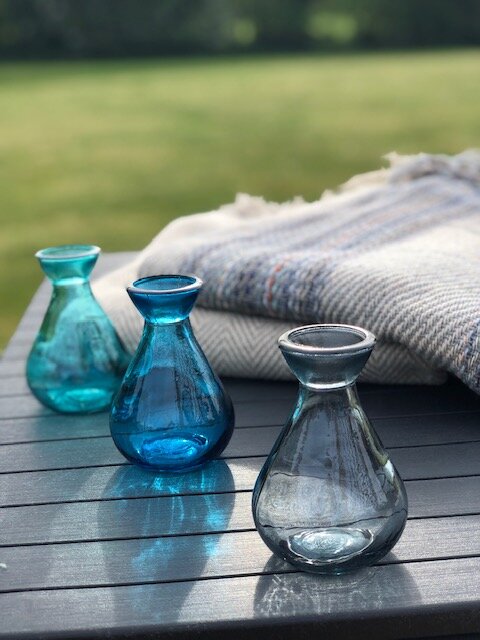 Bud vases in blues and natural.jpg