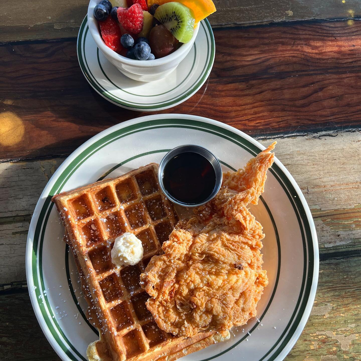 Y&rsquo;all chicken n waffles, welcome back. If it feels wrong, add a fruit cup! 💁🏽&zwj;♀️ #yourcousinsfavorite