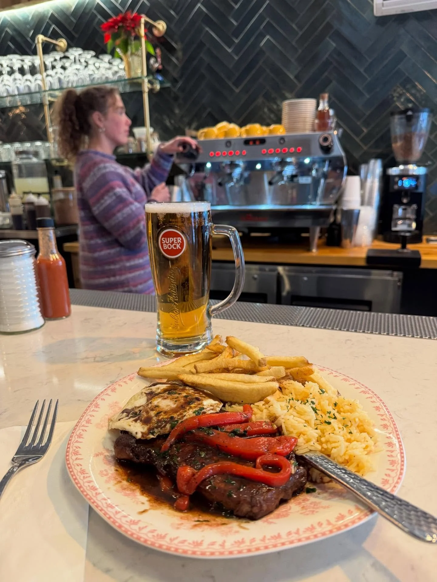 Portuguese steak is on the menu this week, served with a rich wine sauce and paired with a cold Super Bock for the perfect match.

And check us out this Saturday for the Bristol lighting &mdash; open until 9pm. PS: try the maple tequila espresso mart