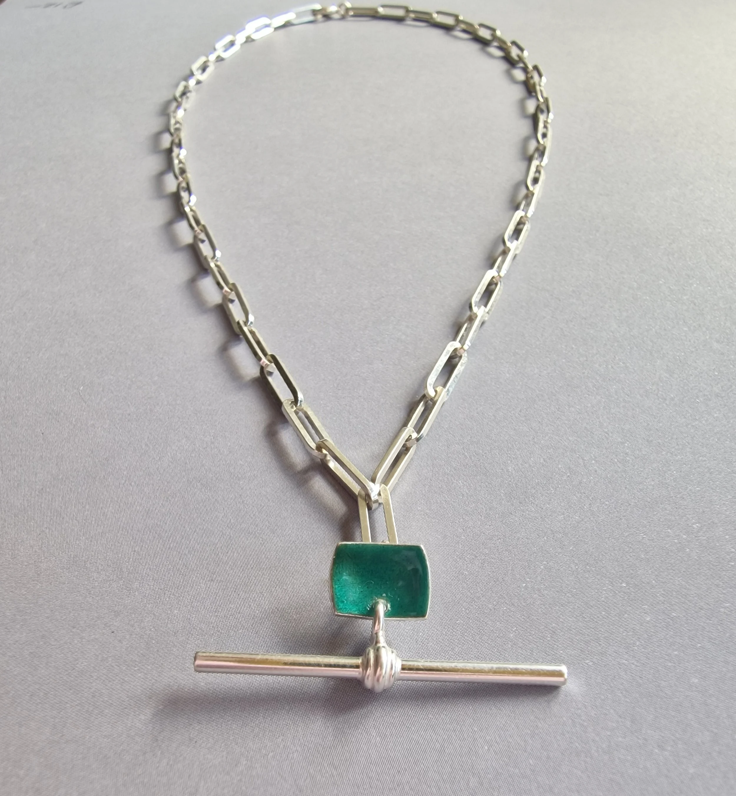 'Green Window' watch chain necklace