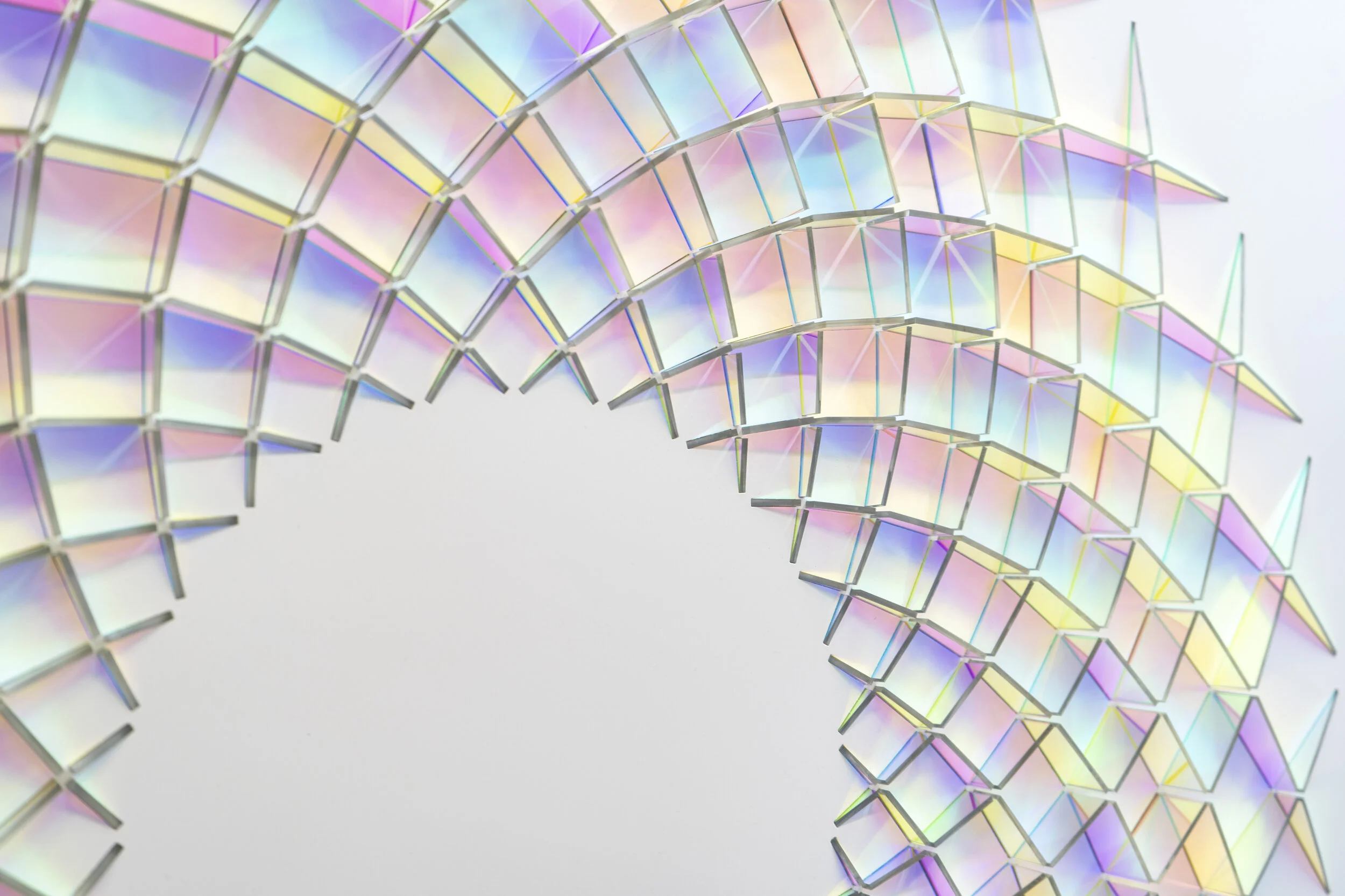 Heli - from the word Helianthus also known as ‘Sunflower’ features a Dichroic application&nbsp;where piece’s emerge from the panel bringing another dimension to the artwork.