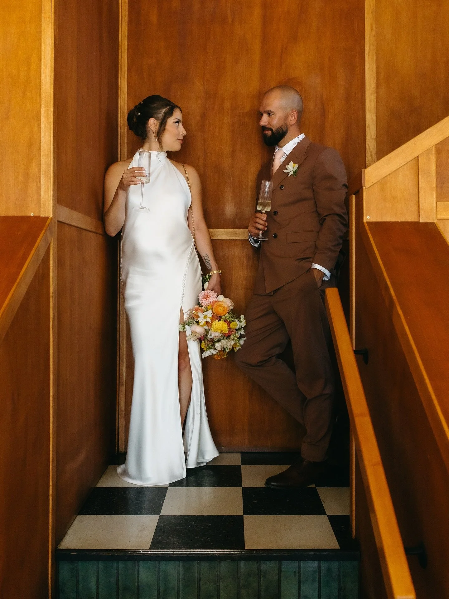 Greer &amp; Brandon 
🤍 a sweet &amp; special day. post ceremony spent running around their neighbourhood together &mdash; so perfectly them.

venues : @barstellayxe @gardenarchitecture 
dress : @anthropologie @anthropologieweddings 
suit : @rw_co 
f