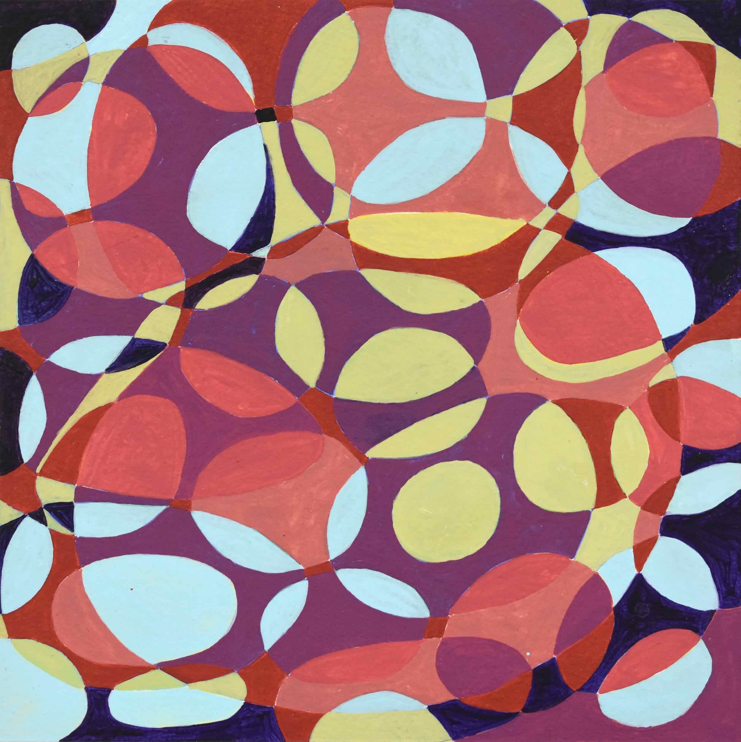 Kinship Study 5 by Denise Driscoll, orange, teal, violet, gold-green