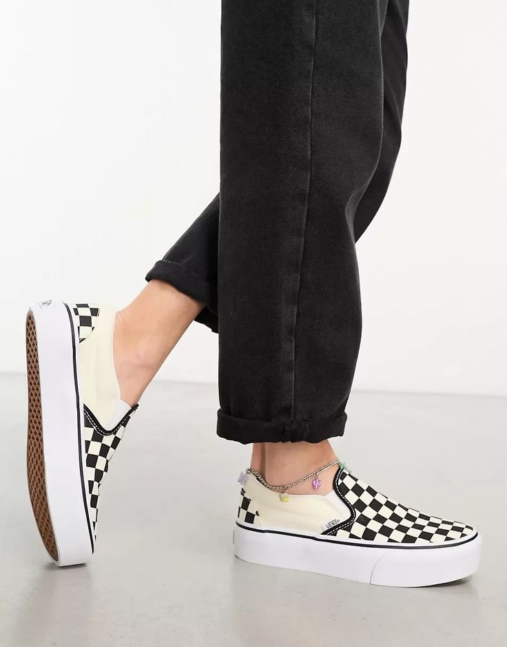 Vans Classic Slip-On Platform checkerboard trainers in black and white  _ ASOS.jpeg