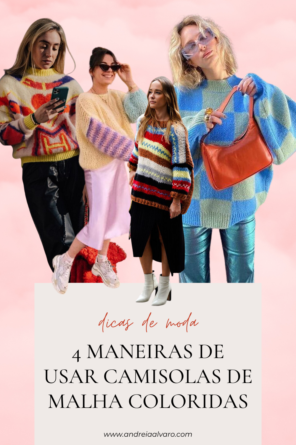 4 Maneiras de usar camisolas de malha coloridas