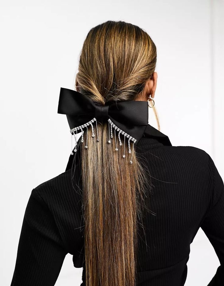 ASOS DESIGN hair bow with crystal drip design in black _ ASOS.jpeg