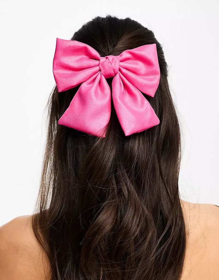 DesignB London hot pink satin hair bow clip _ ASOS.jpeg