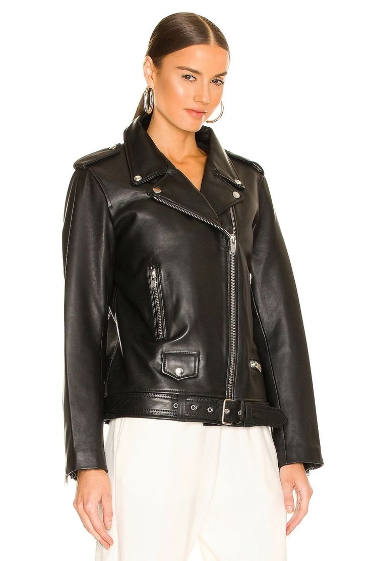 Ena Pelly Oversized New Yorker Biker Jacket in Black & Silver _ REVOLVE.jpeg