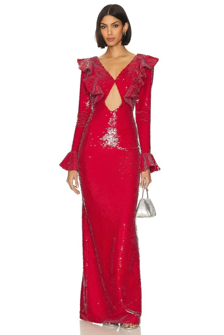 PatBO VESTIDO MAXI DE PAETÊS COM RECORTE in Poppy _ REVOLVE.jpeg
