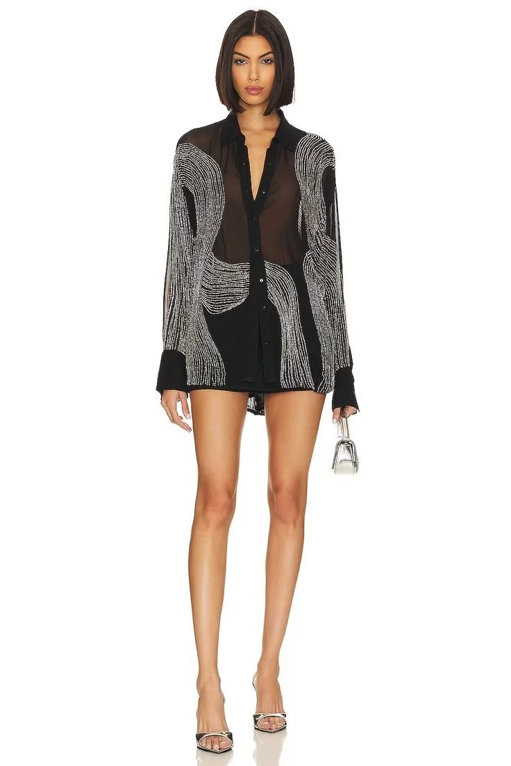 retrofete Siren Shirt in Black & Silver _ REVOLVE.jpeg