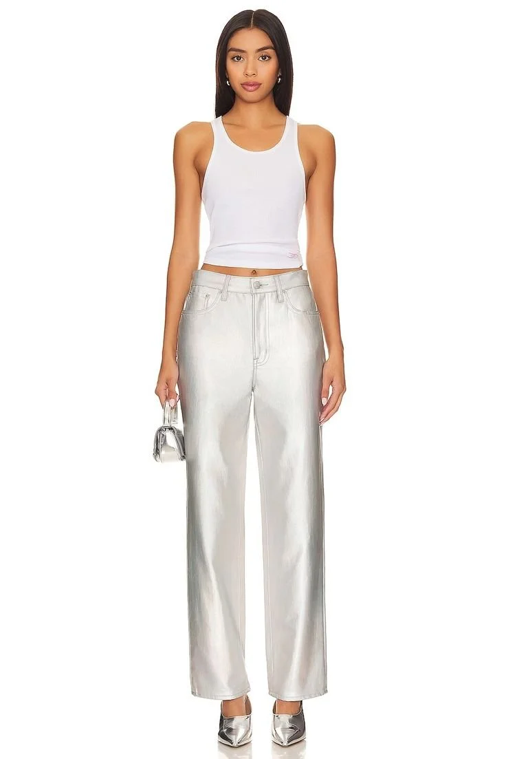 Revolve Clothing (Global) PISTOLA Cassie Super High Rise Straight in Coated Prism