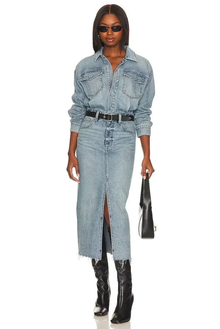 Revolve Clothing (Global) VESTIDO MIDI JEANS AMIRA