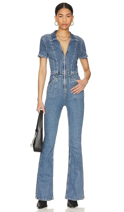Revolve Clothing (Global) Free People Jayde Flare Jumpsuit in Sunburst Blue