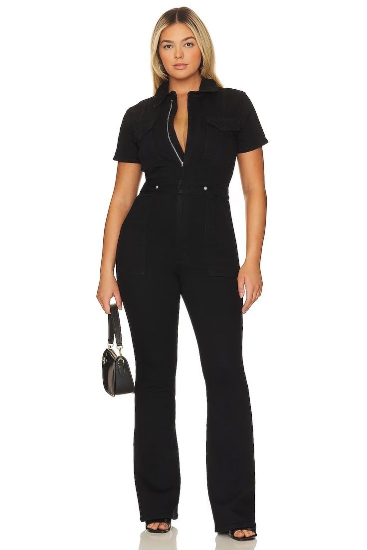 Revolve Clothing (Global) Good American Fit For Success Bootcut Jumpsuit in Black