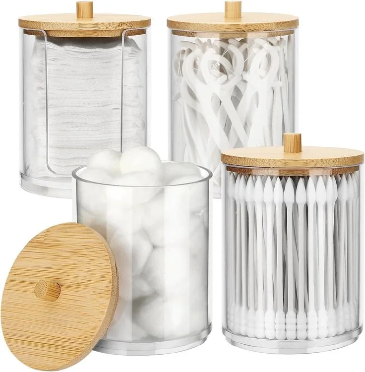 Dispensadores de discos de maquilhagem, recipientes para segurar hissopos de algodão, caixas organizadoras para almofadas de algodão, para cosméticos, bolas de algodão e hispos