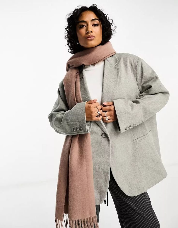 ASOS DESIGN supersoft scarf with tassels in mauve