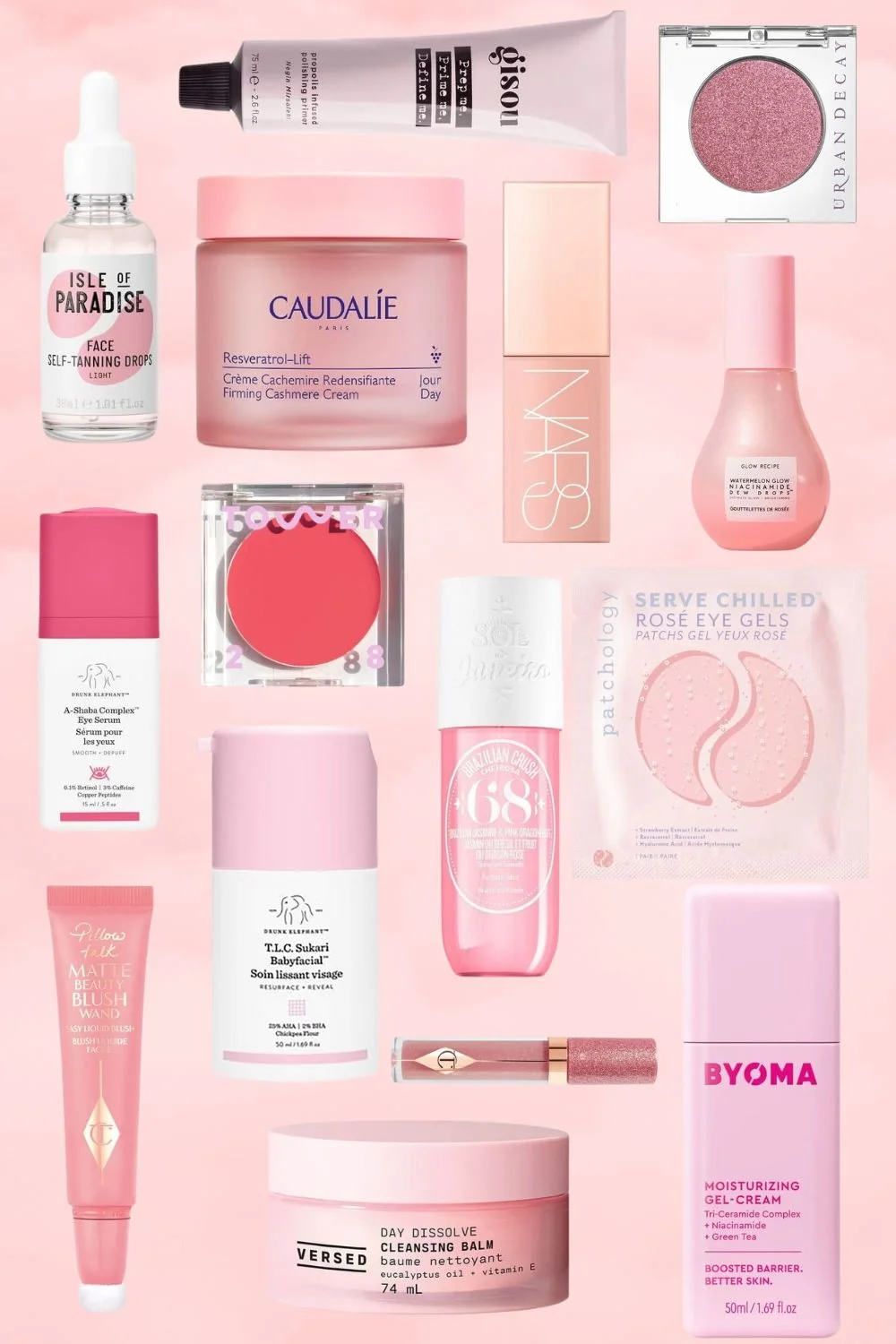 produtos de beleza cor-de-rosa