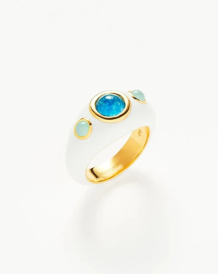 Squiggle Gemstone Enamel Statement Ring _ 18ct Gold Plated_Aqua Chalce.jpeg