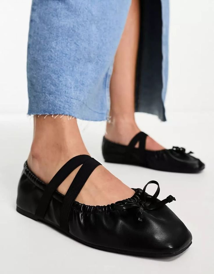 ASOS DESIGN Los Angeles ruched ballet with elastic strap in matte black  _ ASOS.jpeg