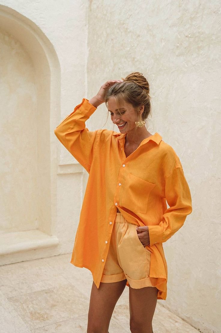 SUMMER Shirt Dress - mandarin orange linen - M.jpeg