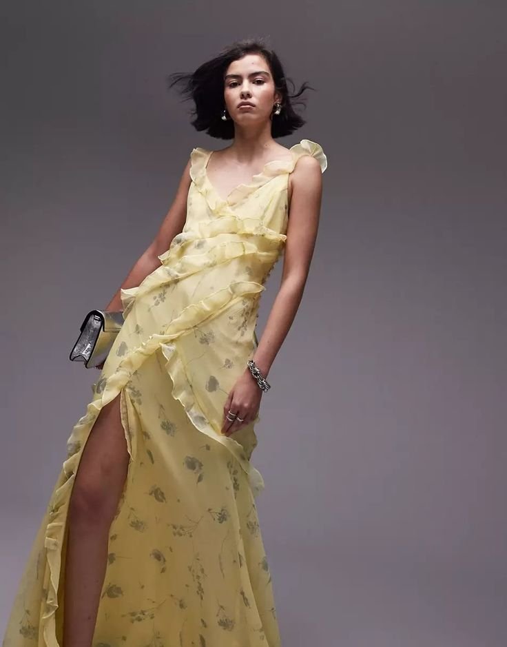 Topshop ruffle midi slip dress in yellow print _ ASOS.jpeg