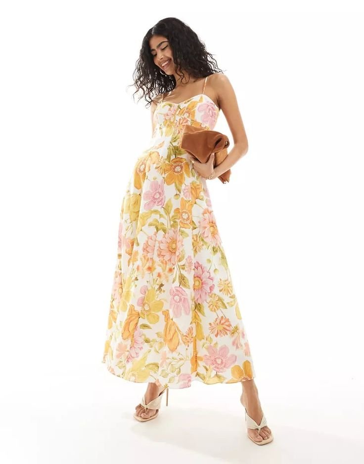 Forever New strappy midaxi dress in yellow and pink floral _ ASOS.jpeg