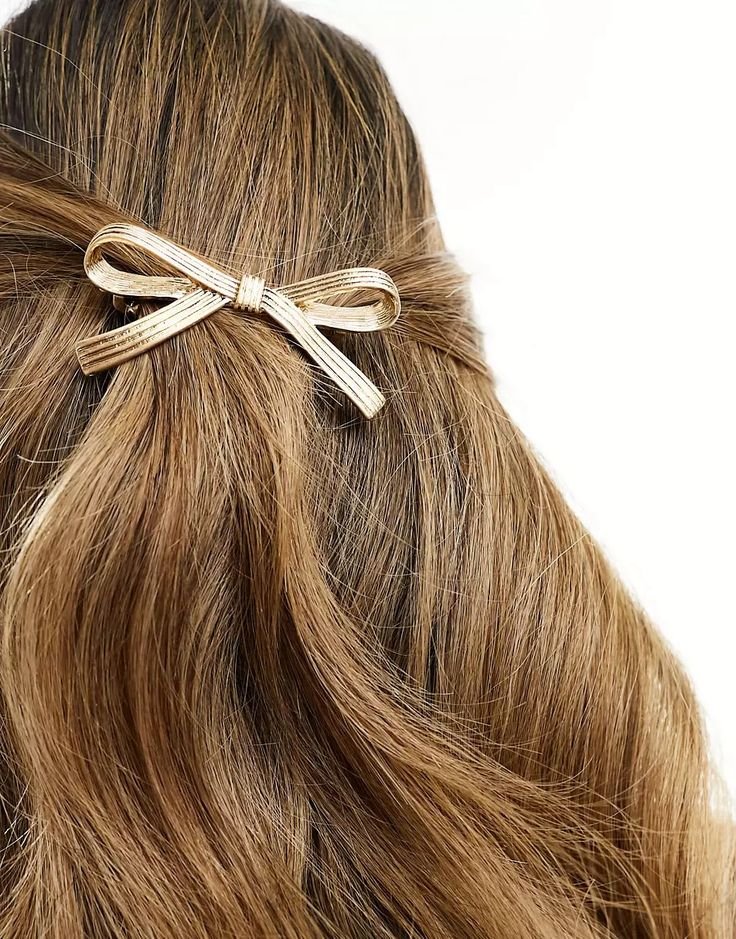 ASOS DESIGN barrette hair clip with bow detail in gold tone _ ASOS.jpeg