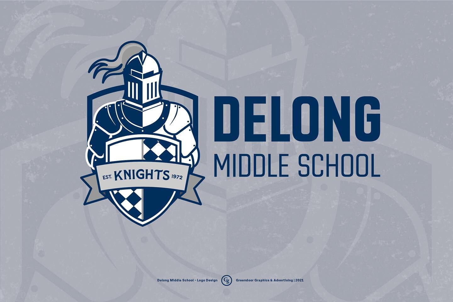 We&rsquo;re excited to share Delong Middle Schools revised logo. They wanted to keep their current theme being the Delong Knights, so we explored multiple medieval directions. The staff was very excited for this direction that our designer @shamwoq c